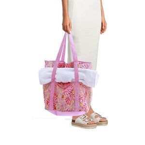 Colorful Large Pink Beach Swim Shopping Reusable Mesh Tote Bag NWT